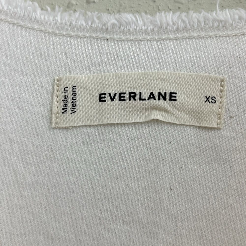 New Everlane The Denim Workwear Shirtdress  Frayed Hem in Bone Size XS - Picture 6 of 10